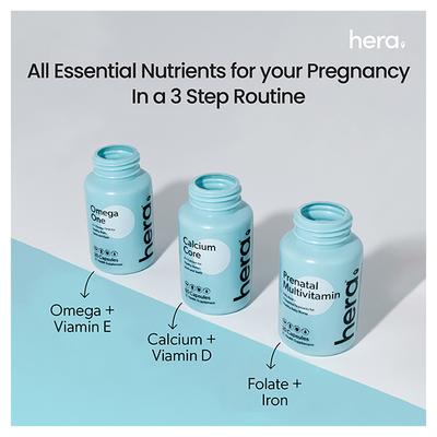 Hera Pregnancy Care Capsule Bundle (Prenatal Multivitamin + Calcium Core + Omega One) - Women Health