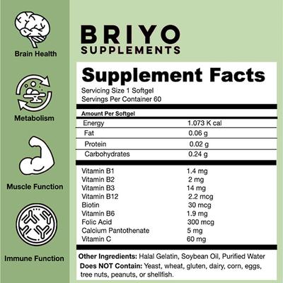 Briyo B-complex + Folic Acid & Vitamin-C Softgel Capsule 60's - Multi-Vitamins