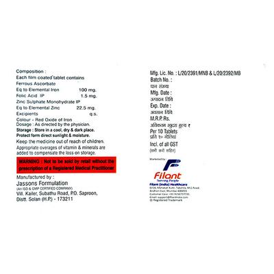 FILRON XT Tablet 10's - Iron Supplement/Anaemia-Vma