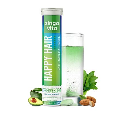 Zingavita Happy Hair Effervescent Tablet for Men & Women - Green Apple 20's - Hair & Skin