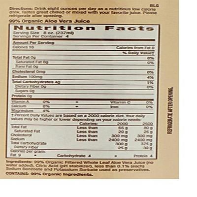 GNC Aloe Vera Juice Unflavoured Liquid 946 ml - Herbal Dietary Supplement