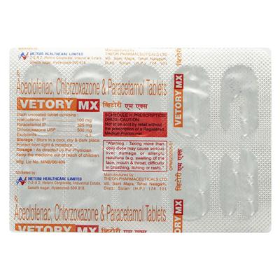 Vetory MX Tablet 10'S - Muscle Spasm-Mus