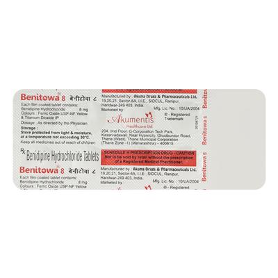 Benitowa 8mg Tablet 10'S - Hypertension-Cal