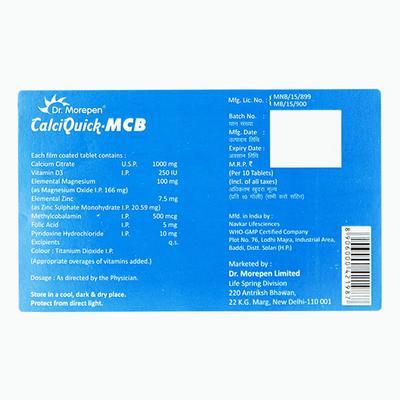 CALCIQUICK MCB Tablet 10's - Supplements-Cal