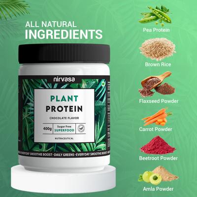 Nirvasa Plant Protein Powder - Chocolate Flavour (Pack of 5 x 400 gm) 1's - Protein Drink