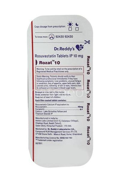 Rozat 10mg Tablet 14'S - High Cholesterol-Dys