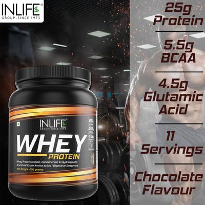 INLIFE Whey Protein Powder - Chocolate Flavour 400 g - Whey Proteins