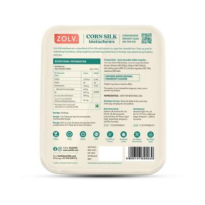 Zolv Corn Silk Sugar Free Instachews Tablet - Cranberry 45's - Herbal Dietary Supplement