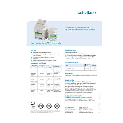 Schulke Terralin NaDCC Disinfectant Effervescent Tablet 50's - Hand Sanitizer