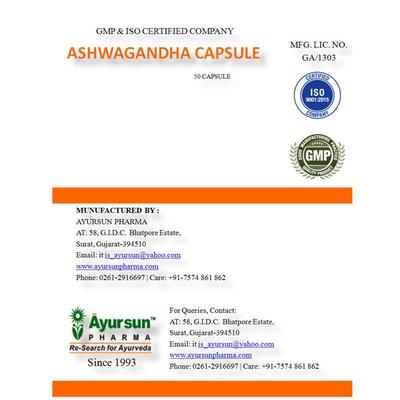 Ayursun Ashwagandha Capsule 50's - Ashwagandha