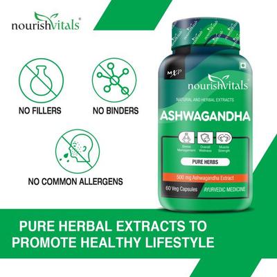 NourishVitals Ashwagandha 500 mg Veg Capsule 60's - Sexual Care