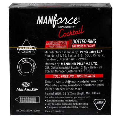 Manforce Cocktail Condoms - Strawberry & Vanilla Flavoured 3's - Plain/Flavoured Condoms