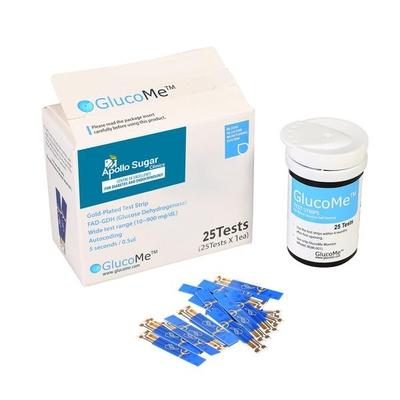 Apollo Sugar Glucome Glucometer + Glucome Strips 25's + Diabetes Foot Wear Voucher (Worth Rupees 500) - Blood Glucose Monitors/Strips