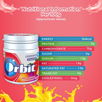 Wrigley's Orbit Chewing Gum (Sugar Free) - Mixed Fruit 66gm - Nutritional Bars