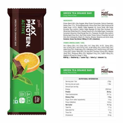 RiteBite Max Protein Active Assorted Bar - Choco Slim, Choco Fudge, Green Coffee, Honey Lemon, Green Tea (Pack of 5) - Nutritional Bars