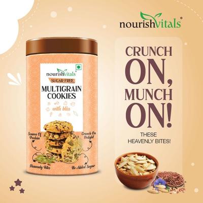 NourishVitals Sugar Free Multigrain Cookies 120 gm - Nutritional Bars