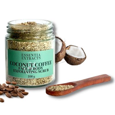 Essentia Extracts Face & Body Exfoliating Scrub - Coconut & Coffee 100 gm - Scrubs & Exfoliants