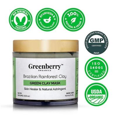 Greenberry Organics Brazilian Rainforest Green Clay Mask 100 gm - Masks & Peels