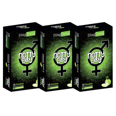 NottyBoy DingDong Dotted Condoms - Green Apple (Pack of 3 X 10's) - Plain/Flavoured Condoms