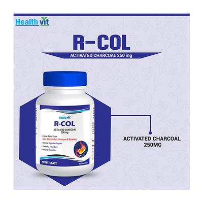 Healthvit R-COL Activated Charcoal 250 mg Capsule 60's - Digestive Health