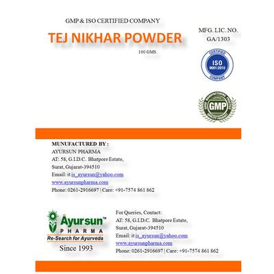 Ayursun Tej Nikhar Lep Powder 100 gm - Speciality Medicines