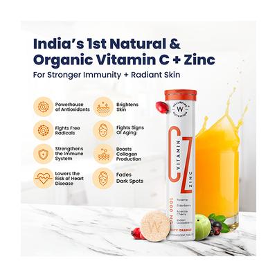 Wellbeing Nutrition Vitamin C + Zinc Effervescent Tablet - Zesty Orange (Pack of 4 x 16's) - Multi-Vitamins