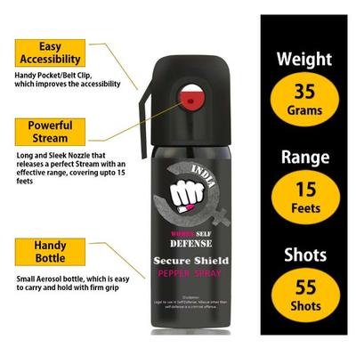 Secure Shield Self Defense Pepper Spray (Pack of 10 x 55 ml) - Others