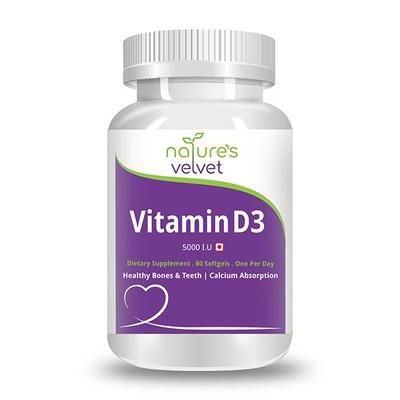 Natures Velvet Vitamin D-3 5000 I U Softgels 60's - Health Products