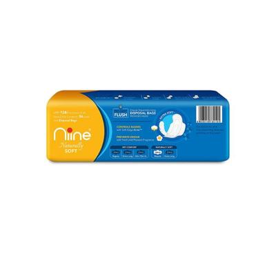 Niine Naturally Soft Sanitary Napkin with Biodegradable Disposable Bags - Regular (Pack of 4 x 6's) - Sanitary Napkins