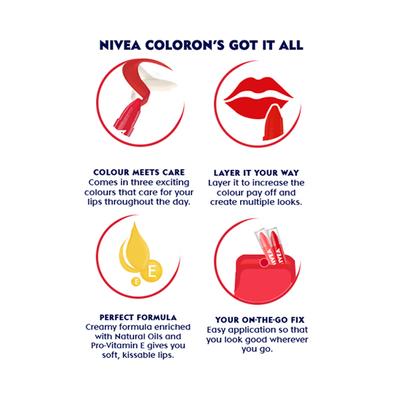 Nivea Color On Lip Crayon Pop Red 3 gm - Lip Balms