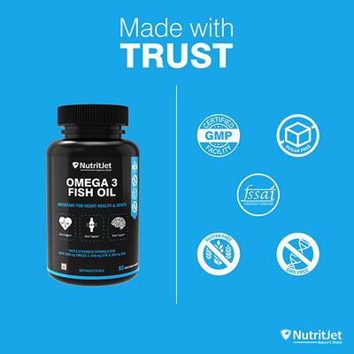NutritJet Omega 3 Fish Oil Soft Gel Capsule 60's - Omega Fish Oil Fatty Acids