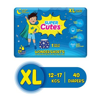 Super Cute's WonderShorts Pull-up Shorts Diaper - (XL) (12 - 17 kg) (Pack of 20 x 2's) - Diapers & Wipes