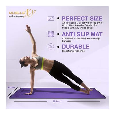 MuscleXP EVA Yoga Mat with Carrying Strap - Purple 1's - Workout Essentials