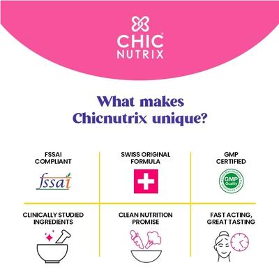 Chicnutrix Glow - Glutathione and Vitamin C Effervescent Tablet - Strawberry & Lemon Flavour 20's - Hair & Skin