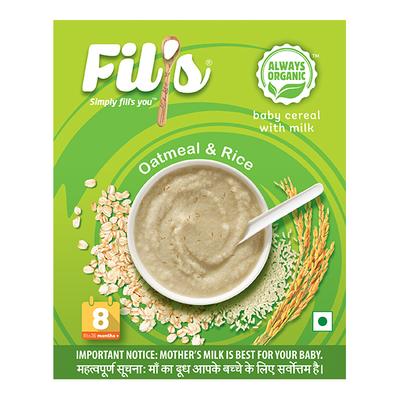Fil's Organic Baby Cereal With Milk, Oatmeal & Rice (8-24 Months) 300 gm - Baby And Infant Supplements