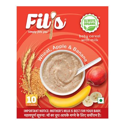 Fil's Organic Baby Cereal With Milk, Wheat, Apple & Banana (10-24 Months) 300 gm - Baby And Infant Supplements