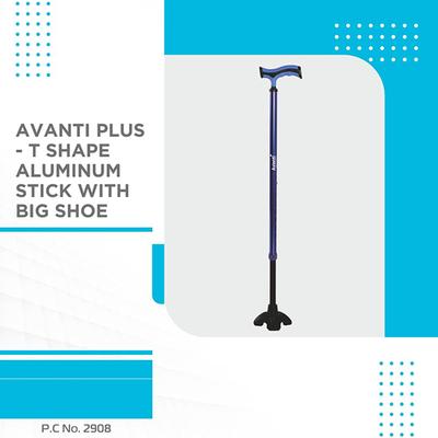Vissco Avanti Plus T Shape Aluminum Walking Stick With Big Shoe - Wheelchairs & Walking Sticks