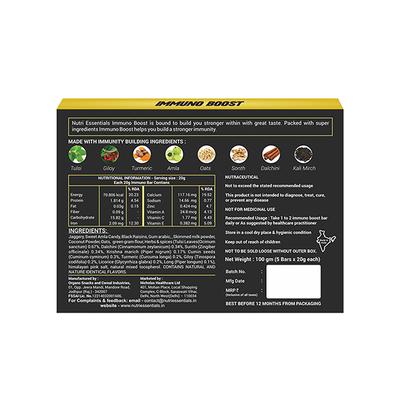 Nutri Essentials Immuno Boost Bar (Pack of 5 x 20 gm) - Nutritional Bars
