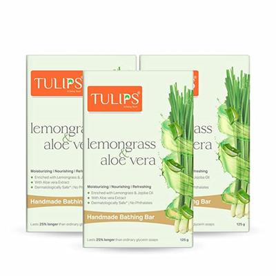 Tulips Handmade Bathing Bar - Lemongrass & Aloevera 125 gm - Soaps