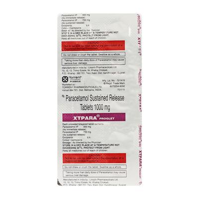 Xtpara Proglet 1000mg Tablet 12'S - Fever-Ana