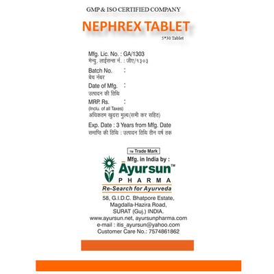Ayursun Nephrex Tablet (Pack of 5 x 30's) - Health Products