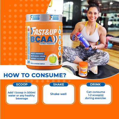 Fast&Up BCAA Supplements - Green Apple Flavour 450 gm - Bcaa Supplements