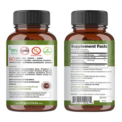 Organic Veda Amla Vitamin C 2000 mg Veg Capsule 120's - Pure Herbs