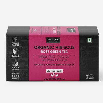 The Tea Ark Organic Tea Bags- Hibiscus Tea, Cinnamon and Rose Petals, with Natural Green Tea 25's - Green/Herbal Teas