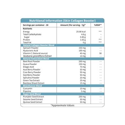 Neuherbs Skin Collagen Booster Powder with Hyaluronic Acid 210 g - Hair & Skin