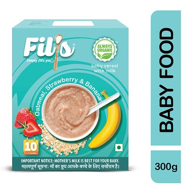 Fil's Organic Baby Cereal With Oatmeal, Strawberry & Banana 300 gm - Baby And Infant Supplements