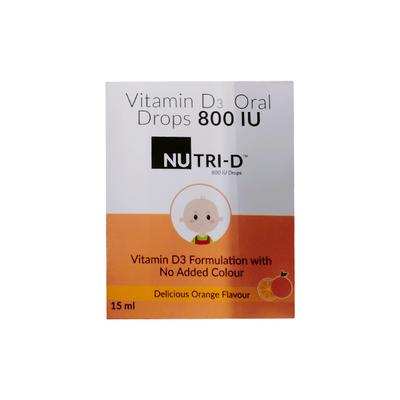 NUTRI D 800IU DELICIOUS ORANGE FLAVOUR Drops 15ml - Supplements-Vit