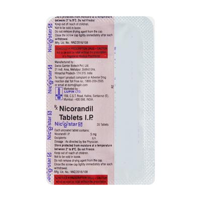 Nicostar 5mg Tablet 20'S - Angina
