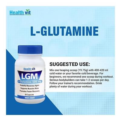 HealthVit LGM (L-Glutamine 500 mg) Capsule 60's - Amino Acids
