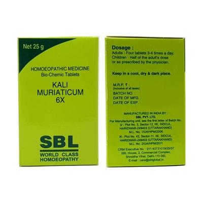 SBL Kali Muriaticum 6X Tablet 25 gm - Triturations (Homeo Tablets)